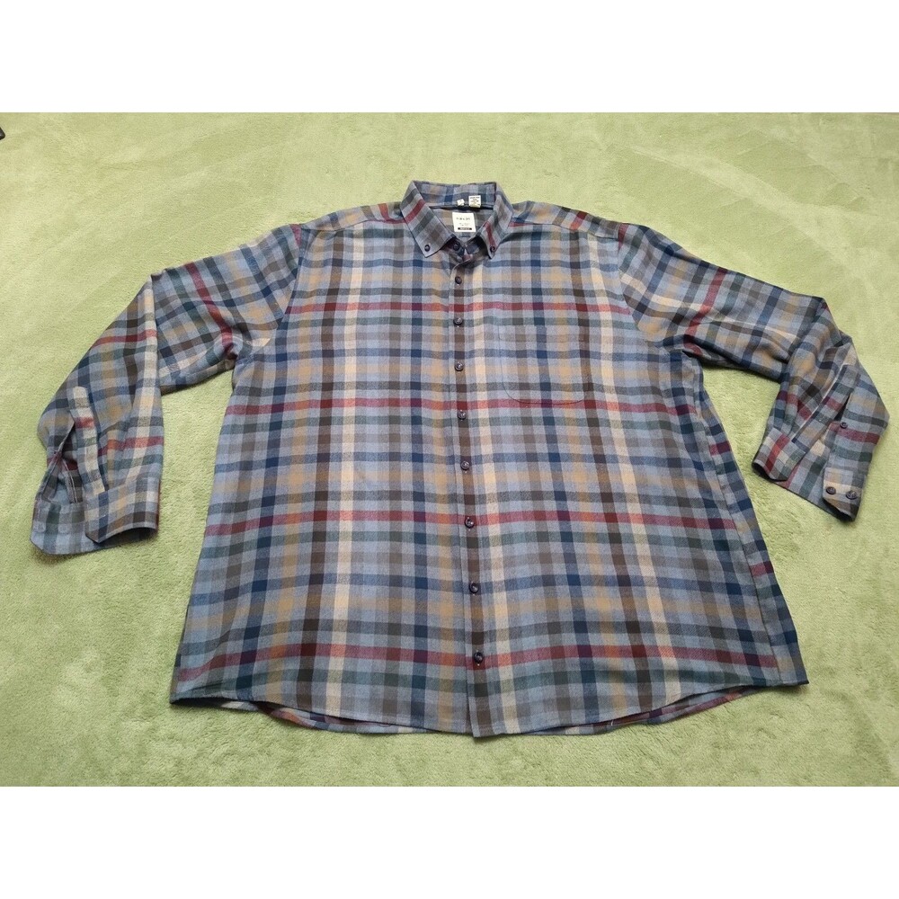 Haupt Shirt Men's Large Multicolor Plaid Button Down Regular Fit XXL 45-46